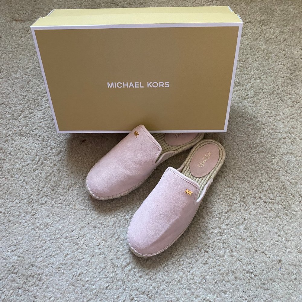 NWT Michael Kors Hastings Pink Suede Slide - Picture 2 of 12